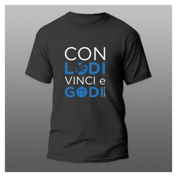 T-SHIRT FAN CLUB "Con Lodi vinci & Godi" IN COTONE COLORE NERO | VARIE TAGLIE